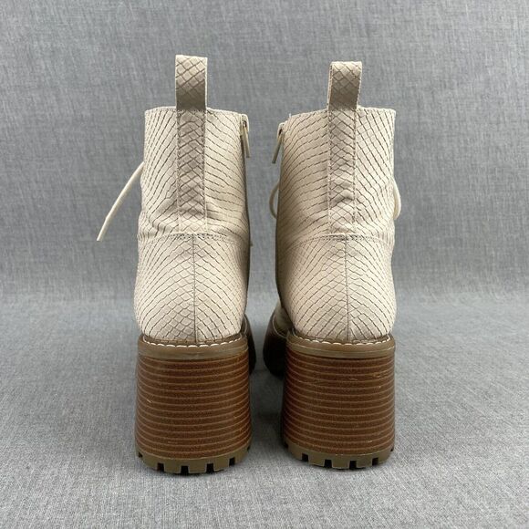 MIA Boots Womens 7.5 Cream Faux Leather Snake Embossed Combat Platform Y2K 90s - Picture 5 of 16